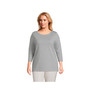 Women's Plus Size 3/4 Sleeve Heavyweight Jersey Boatneck Button Back Tunic