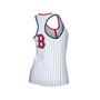 Women's White Boston Red Sox Pinstripe Henley Racerback Tank Top