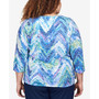 Plus Size Moody Blues Ikat Chevron 3/4 Sleeve Top