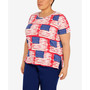 Plus Size Double Strap Flag Print Top
