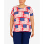 Plus Size Double Strap Flag Print Top