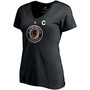 Women's Jonathan Toews Black Chicago Blackhawks 2020/21 Special Edition Authentic Stack Name Number V-Neck T-shirt