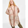 Plus Size Snakeskin-Print Button-Front Tunic Top, Created for Macy's