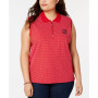 Plus Size Polka-Dot Polo Top