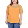 Plus Size Puff Lace-Sleeve Top