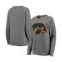 Women's Heathered Gray Iowa Hawkeyes Big Team Logo Knobi Fleece Tri-Blend Crew Neck Sweatshirt