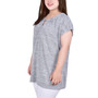 Plus Size Short Extended-Sleeve Grommet Neck Knit Top