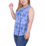 Plus Size Sleeveless Jacquard Y Neck Top