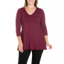 Women's Plus Size Three Quarter Sleeves V-Neck Tunic Top