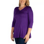 Women's Plus Size Three Quarter Sleeves V-Neck Tunic Top