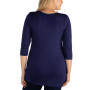 Women's Plus Size Three Quarter Sleeves V-Neck Tunic Top