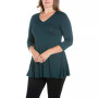 Women's Plus Size Three Quarter Sleeves V-Neck Tunic Top