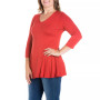 Women's Plus Size Three Quarter Sleeves V-Neck Tunic Top