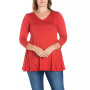 Women's Plus Size Three Quarter Sleeves V-Neck Tunic Top