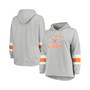 Women's Heathered Gray Texas Longhorns Plus Size Sleeve Stripe Pullover Hoodie