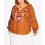 Trendy Plus Size Forever Embroidered Top
