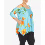 Plus Size Floral Printed Cold Shoulder Tunic Top