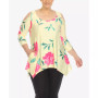 Plus Size Floral Printed Cold Shoulder Tunic Top