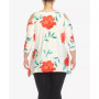 Plus Size Floral Printed Cold Shoulder Tunic Top
