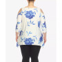 Plus Size Floral Printed Cold Shoulder Tunic Top