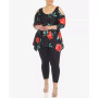 Plus Size Floral Printed Cold Shoulder Tunic Top