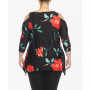 Plus Size Floral Printed Cold Shoulder Tunic Top