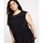 Plus Size Drawstring-Waist Contrast-Yoke Tunic