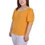 Plus Size Short Beaded Puff Sleeve Top