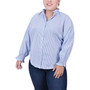 Plus Size Long Sleeve Button Front Blouse