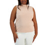 Plus Size Ribbed Seamed Mock-Neck Shell Top