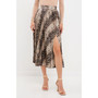Women's Snake Skin Pleated Slit Midi Skirt