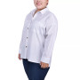 Plus Size Long Sleeve Blouse with Chest Pockets