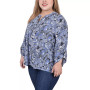 Plus Size Long Roll Tab Sleeve Pintuck Front Blouse