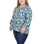 Plus Size Long Roll Tab Sleeve Pintuck Front Blouse