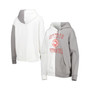 Women's Gray, White Nebraska Huskers Split Pullover Hoodie