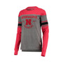 Women's Scarlet, Heathered Gray Nebraska Huskers Lizzy Flocking Striped Long Sleeve T-shirt