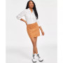 Juniors' Corduroy Button-Front Mini Skirt