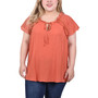 Plus Size Eyelet Sleeve Blouse