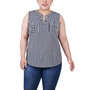 Plus Size Sleeveless Y-neck Combo Blouse