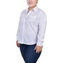 Plus Size Long Sleeve Hidden Placket Blouse with Studs