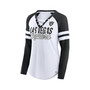 Women's Branded White, Black Las Vegas Raiders True to Form Raglan Lace-Up V-Neck Long Sleeve T-shirt