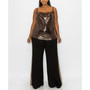 Plus Size Sequin Draped Neck Cami Top