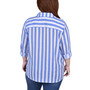 Plus Size 3/4 Rolled Sleeve Striped Blouse