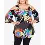 Plus Size Cold Shoulder 3 Bar Border Top
