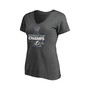 Women's Branded Heather Charcoal Tampa Bay Lightning 2020 Stanley Cup Champions Locker Room Plus Size Laser Shot V-Neck T-shirt