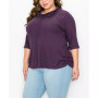 Plus Size Baby Thermal Cowl Neck Side Ruched Top