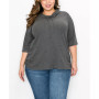 Plus Size Baby Thermal Cowl Neck Side Ruched Top