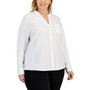 Plus Size Cotton Mandarin-Collar Blouse