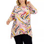 Plus Size Zarina Printed 3/4-Sleeve Jacquard Top, Created for Macy's