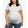 Plus Size V-Neck Side-Ruched Maternity Tee